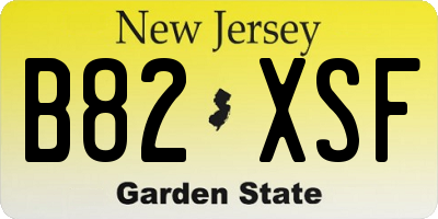 NJ license plate B82XSF