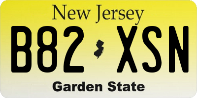 NJ license plate B82XSN