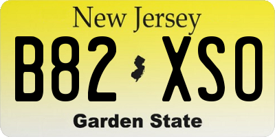 NJ license plate B82XSO