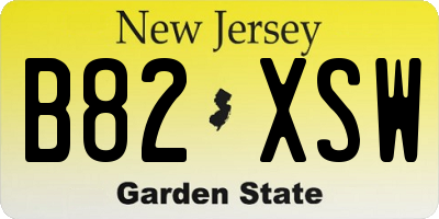 NJ license plate B82XSW