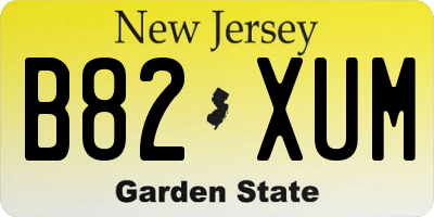 NJ license plate B82XUM