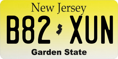 NJ license plate B82XUN