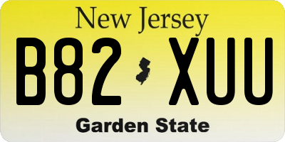 NJ license plate B82XUU