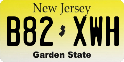 NJ license plate B82XWH