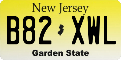 NJ license plate B82XWL