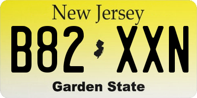 NJ license plate B82XXN