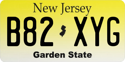 NJ license plate B82XYG