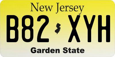 NJ license plate B82XYH