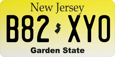 NJ license plate B82XYO