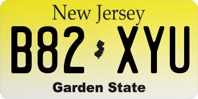 NJ license plate B82XYU
