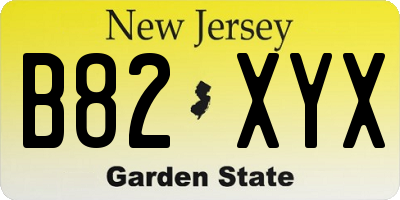 NJ license plate B82XYX