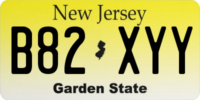 NJ license plate B82XYY