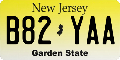 NJ license plate B82YAA