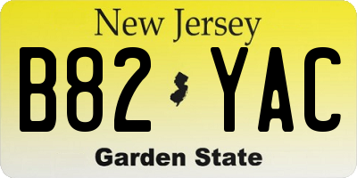 NJ license plate B82YAC