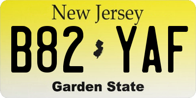 NJ license plate B82YAF