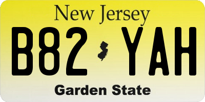 NJ license plate B82YAH