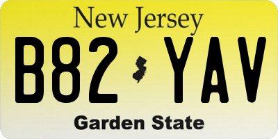NJ license plate B82YAV
