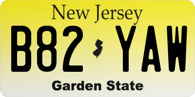 NJ license plate B82YAW