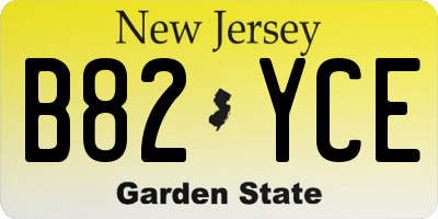 NJ license plate B82YCE
