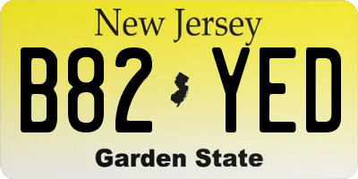 NJ license plate B82YED
