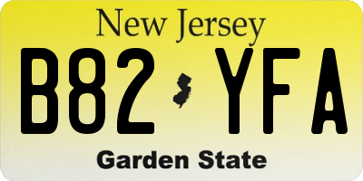 NJ license plate B82YFA