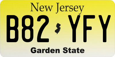 NJ license plate B82YFY