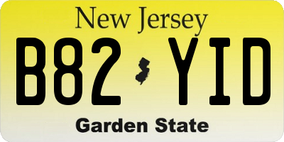 NJ license plate B82YID