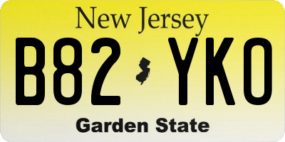 NJ license plate B82YKO