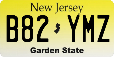NJ license plate B82YMZ