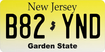 NJ license plate B82YND