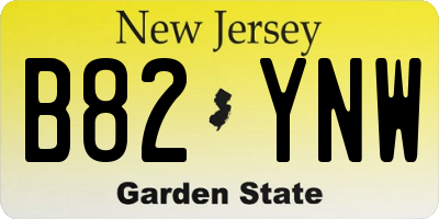 NJ license plate B82YNW