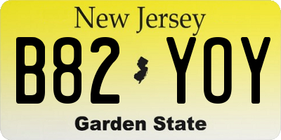 NJ license plate B82YOY