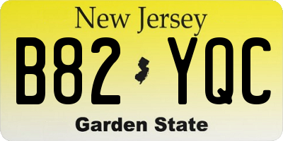 NJ license plate B82YQC