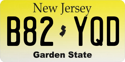 NJ license plate B82YQD