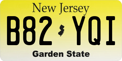 NJ license plate B82YQI