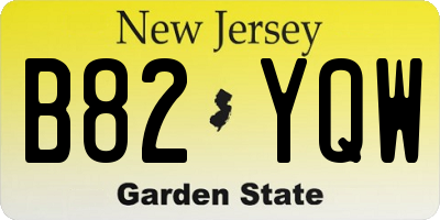 NJ license plate B82YQW