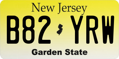 NJ license plate B82YRW