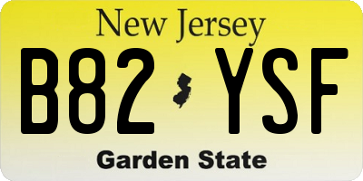 NJ license plate B82YSF