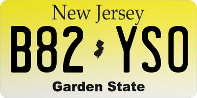 NJ license plate B82YSO