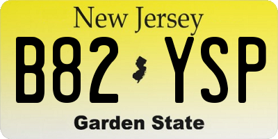 NJ license plate B82YSP
