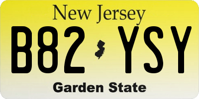 NJ license plate B82YSY