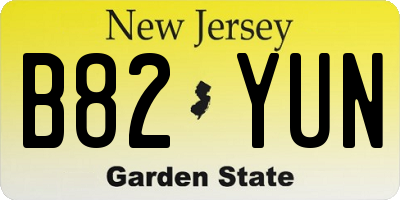 NJ license plate B82YUN