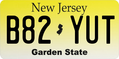 NJ license plate B82YUT
