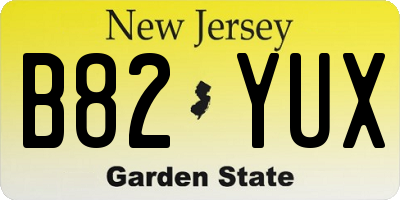 NJ license plate B82YUX