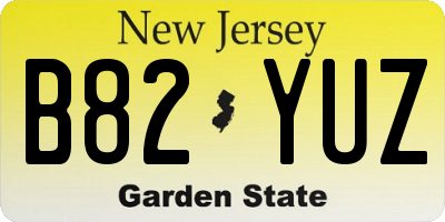 NJ license plate B82YUZ