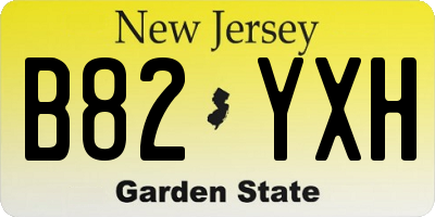 NJ license plate B82YXH