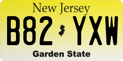 NJ license plate B82YXW