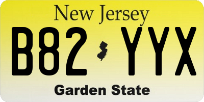 NJ license plate B82YYX
