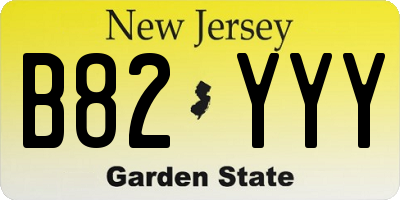NJ license plate B82YYY