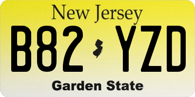 NJ license plate B82YZD